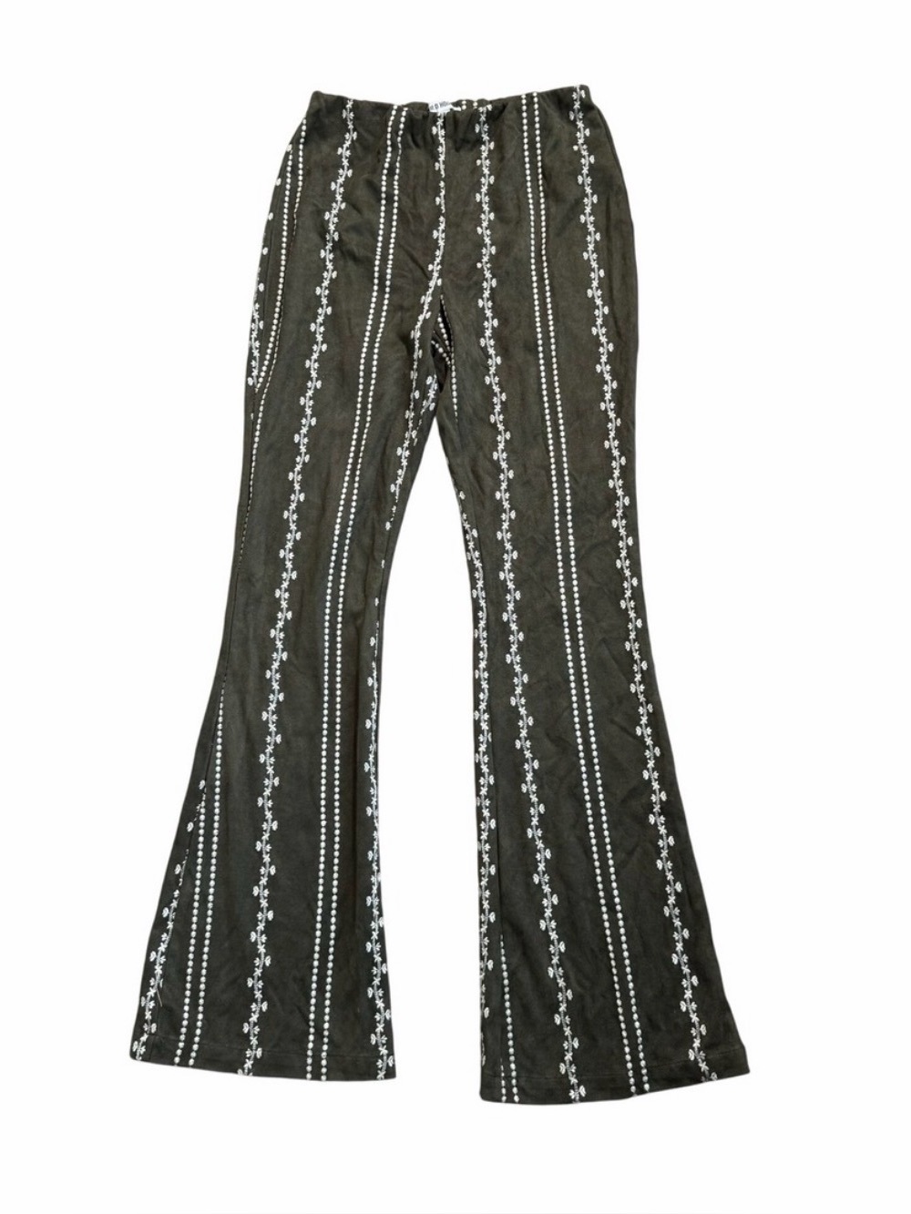 Wild Honey white green floral flare pants festival boho large